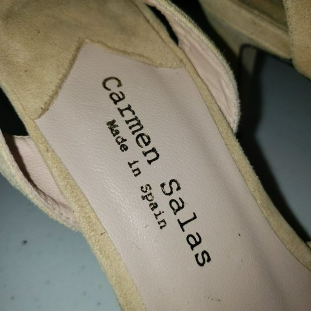 Carmen Salas Calf hair Sling Back Leopard Heels SZ 38 (US 7-7.5) Anthropologie - Picture 6 of 11